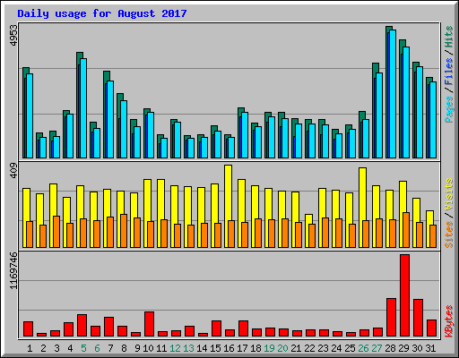 Daily usage for August 2017