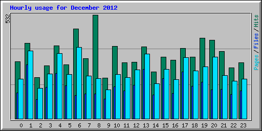 Hourly usage for December 2012